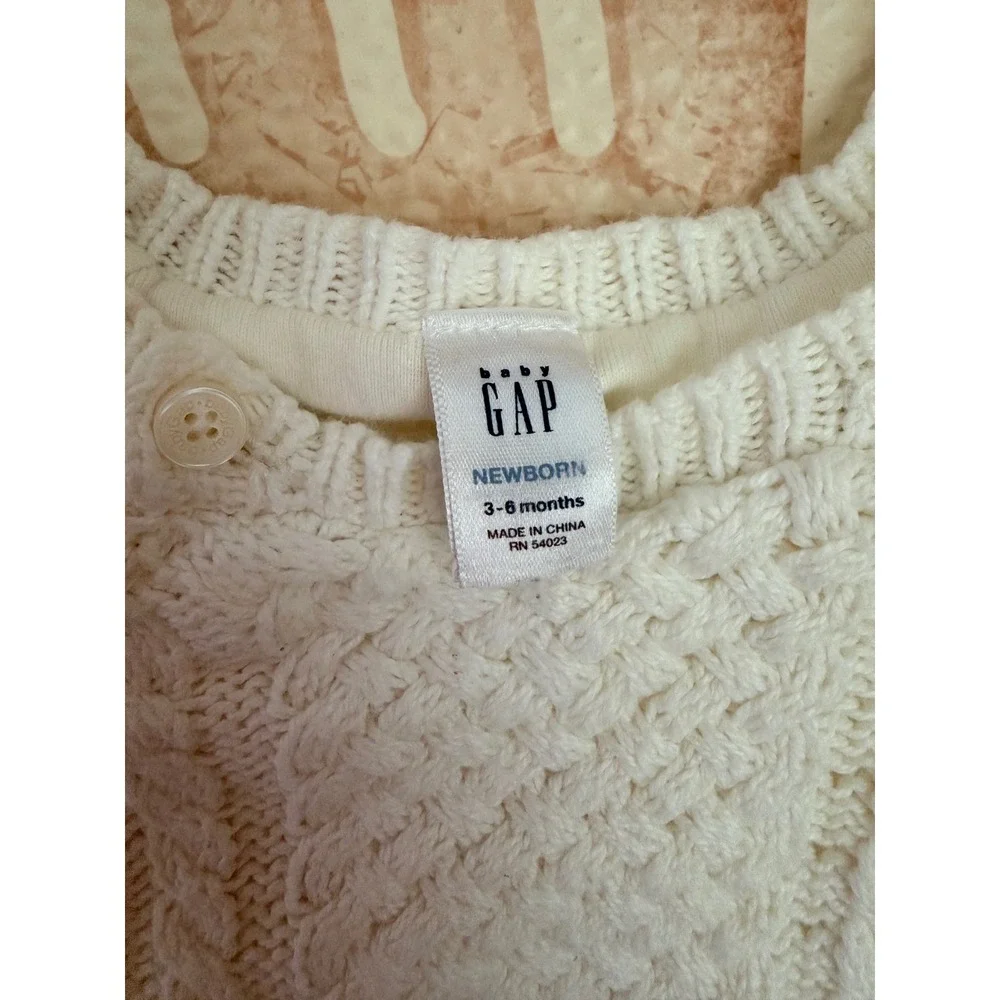 Baby Gap Cream White Cable Knit One Piece Romper 3-6 Months Cotton Bodysuit